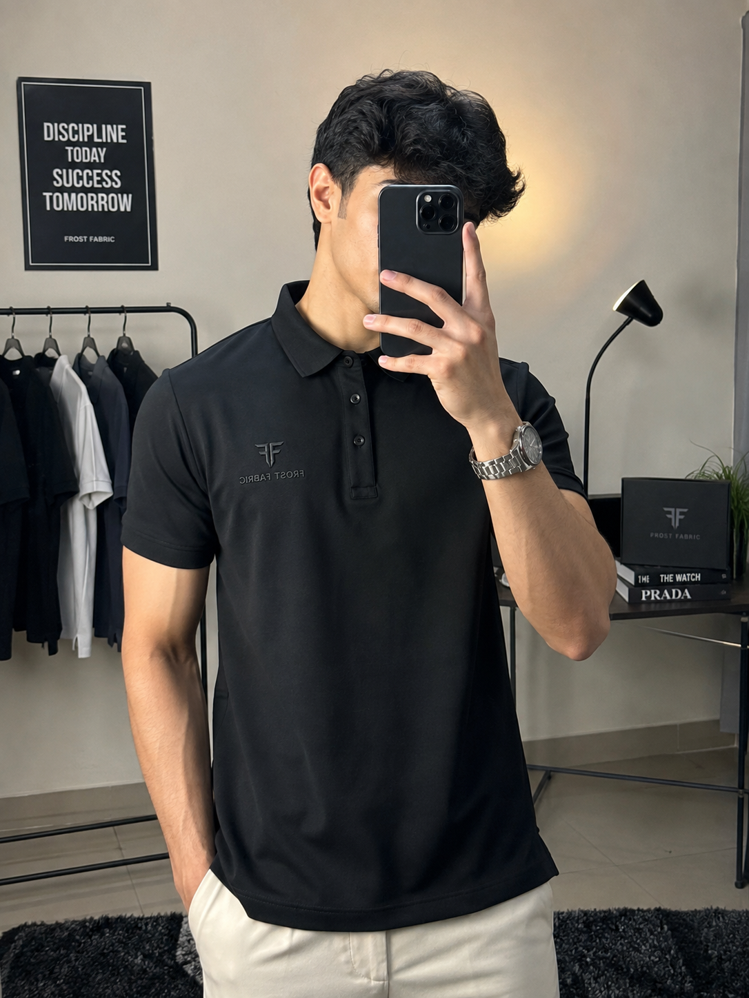 Premium Black Polo T-Shirt - Image 2
